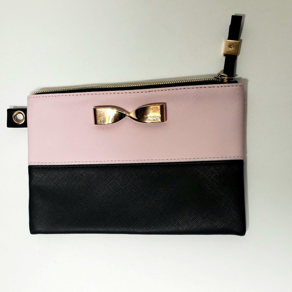 Victoria's Secret Handbags - Victoria's Secret Pink & Black Bow Pouch/ Wristlet